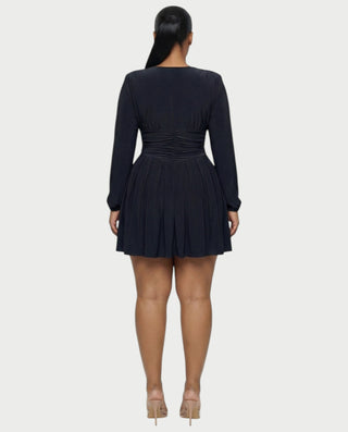 VINNA Waist-cinching Pleated Mini Dress