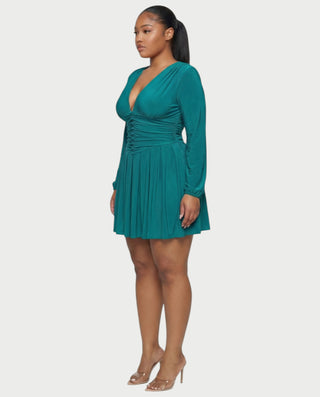 VINNA Waist-cinching Pleated Mini Dress