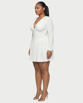 VINNA Waist-cinching Pleated Mini Dress