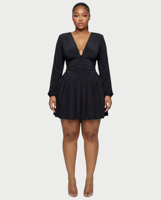 VINNA Waist-cinching Pleated Mini Dress