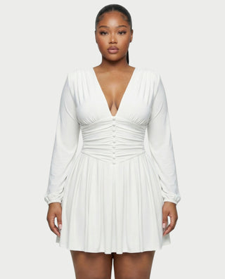 VINNA Waist-cinching Pleated Mini Dress