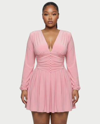 VINNA Waist-cinching Pleated Mini Dress