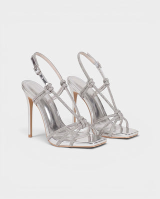VANA Knotted Rhinestone Slingback Stiletto Heels