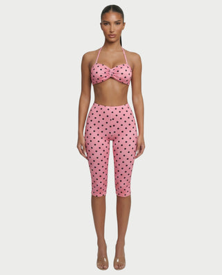 DARYA Polka Dot Bandeau Halter Top & Capri Pants Set