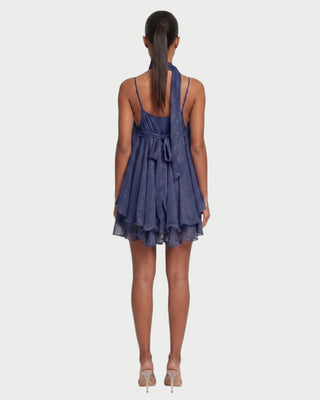 COZETTE Scarf-Neck Layered Ruffle Mini Dress