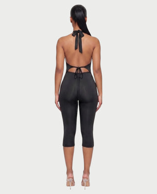 CORALINE Draped Cowl Halter Top & Capri Pants Set
