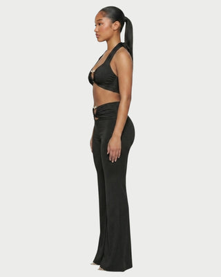 NAYELI Conjunto de top y pantalón con hebilla en forma de corazón