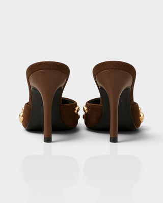 ARMENIA Gold Stud Embellished Stiletto Mule Heels