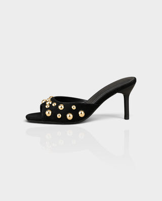 ARMENIA Gold Stud Embellished Stiletto Mule Heels