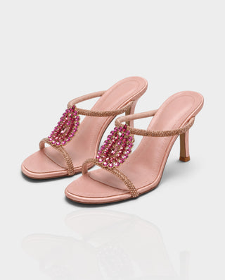 AVI Rhinestone Floral Strappy Stiletto Heels