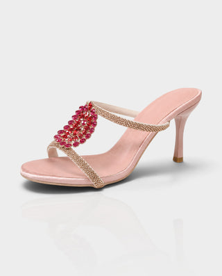 AVI Rhinestone Floral Strappy Stiletto Heels