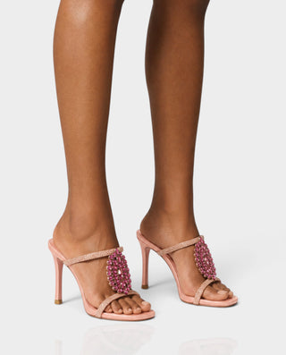 AVI Rhinestone Floral Strappy Stiletto Heels
