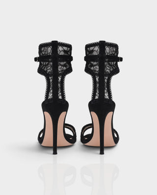 NISREEN Lace Buckle Ankle-Strap Stiletto Sandal Heels