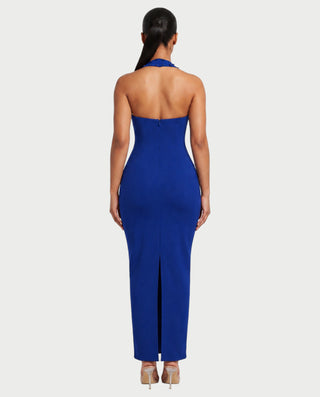 SHIVINA Beaded Halter Open-Back Bodycon Maxi Dress