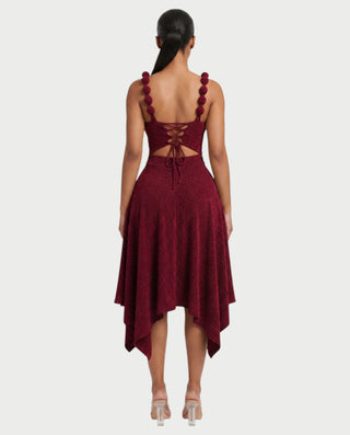 SHINE V-Neck Knotted Strap Top & Asymmetric Midi Skirt Set