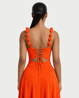 SHINE V-Neck Knotted Strap Top & Asymmetric Midi Skirt Set