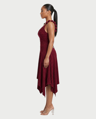 SHINE V-Neck Knotted Strap Top & Asymmetric Midi Skirt Set