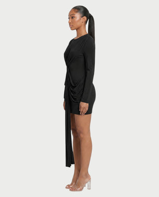 Vestido mini de manga larga con nudo delantero de ORIYA