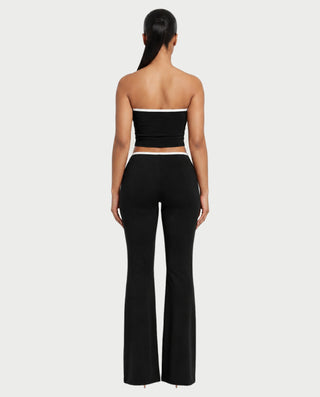 RAZIYA Tie-Front Tube Top & Flare Pants Set