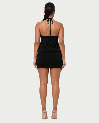 ANABELLA Ring Halter Blouson Bodycon Mini Dress