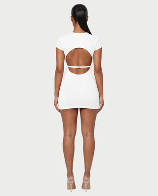 MAZEYA Crossover Neck Backless Bodycon Mini Dress