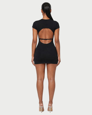 MAZEYA Crossover Neck Backless Bodycon Mini Dress