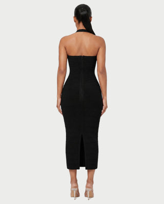 NIROBI Square Neck Halter Bandage Midi Dress