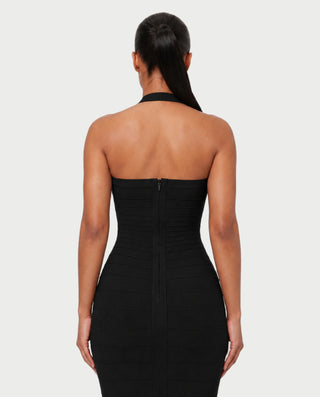 NIROBI Square Neck Halter Bandage Midi Dress