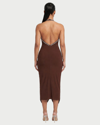 NOLEN Rhinestone Tassel Bodycon Midi Dress