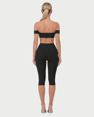 KAYLEE Off-Shoulder Bandeau Top & Capri Leggings Set