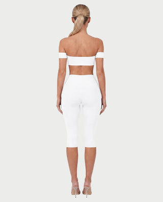 KAYLEE Off-Shoulder Bandeau Top & Capri Leggings Set