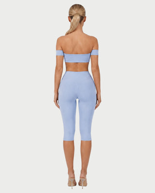 KAYLEE Off-Shoulder Bandeau Top & Capri Leggings Set
