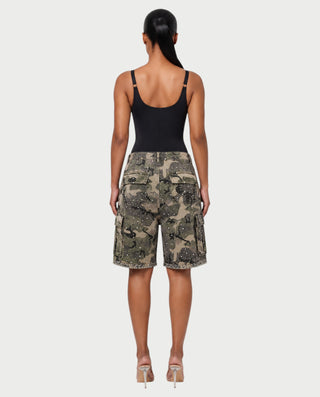 LARIMAR Rhinestone Drawstring Denim Baggy Shorts