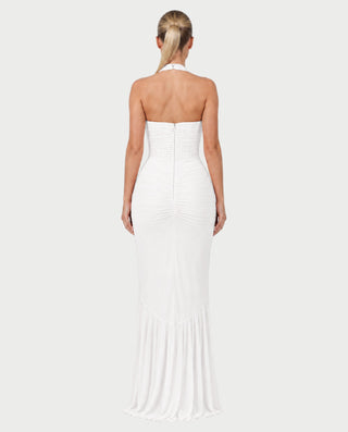 MELODINA Corset Halter Ruffle Maxi Dress