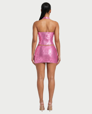 GIRIYA Textured Crop Top & Mini Skirt Set