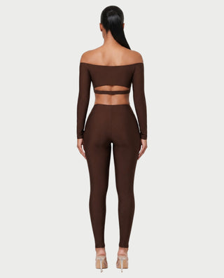 BERLINA Off-Shoulder Crop Top & V-Waist Leggings Set