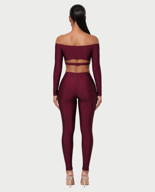 BERLINA Off-Shoulder Crop Top & V-Waist Leggings Set