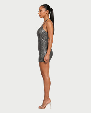 HONEY Crystal Strappy Figure-Hugging Mini Dress