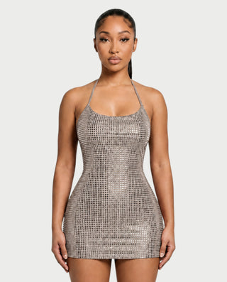 HONEY Crystal Strappy Figure-Hugging Mini Dress