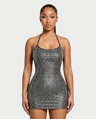 HONEY Crystal Strappy Figure-Hugging Mini Dress