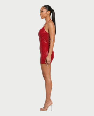 HONEY Crystal Strappy Figure-Hugging Mini Dress