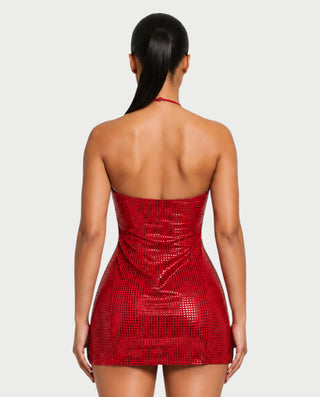 HONEY Crystal Strappy Figure-Hugging Mini Dress