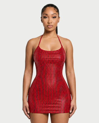 HONEY Crystal Strappy Figure-Hugging Mini Dress