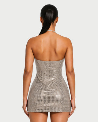 HONEY Crystal Strappy Figure-Hugging Mini Dress
