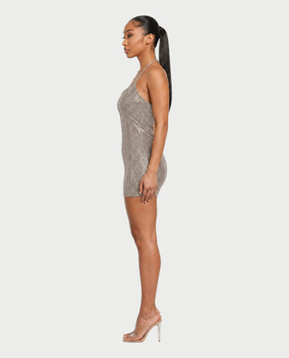HONEY Crystal Strappy Figure-Hugging Mini Dress