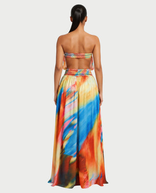 MARYAM Strapless Cut-Out High Slit Maxi Dress