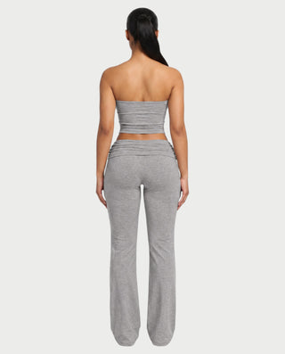 SHERYA Strapless Tube Top & Foldover Flare Pants Set