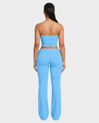 SHERYA Strapless Tube Top & Foldover Flare Pants Set