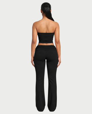 SHERYA Strapless Tube Top & Foldover Flare Pants Set