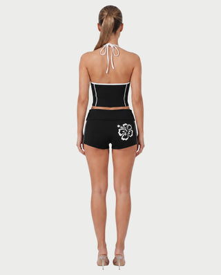 NAZIYA Open-Back Halter Top & Foldover Shorts Set